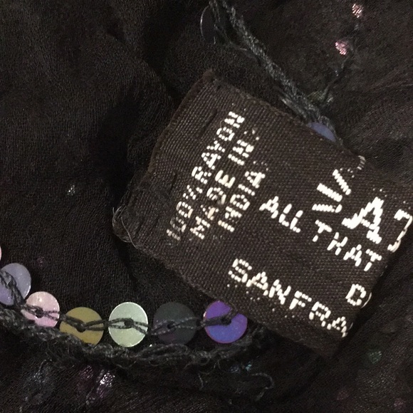 ATG “ALL THAT GLITTERS OF SAN FRANCISCO “ BLACK RAYON SHAWL - Picture 7 of 9